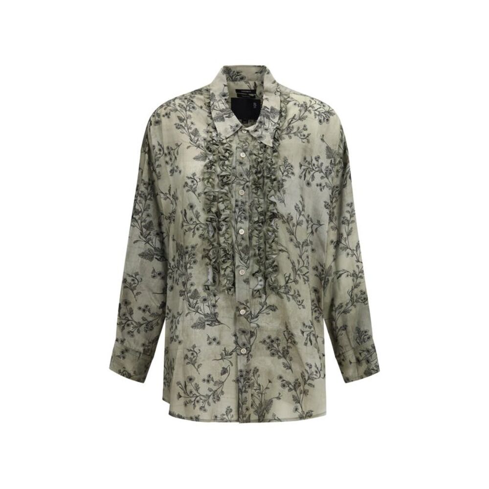 R13 Women V-Neck Ruffle Shirt